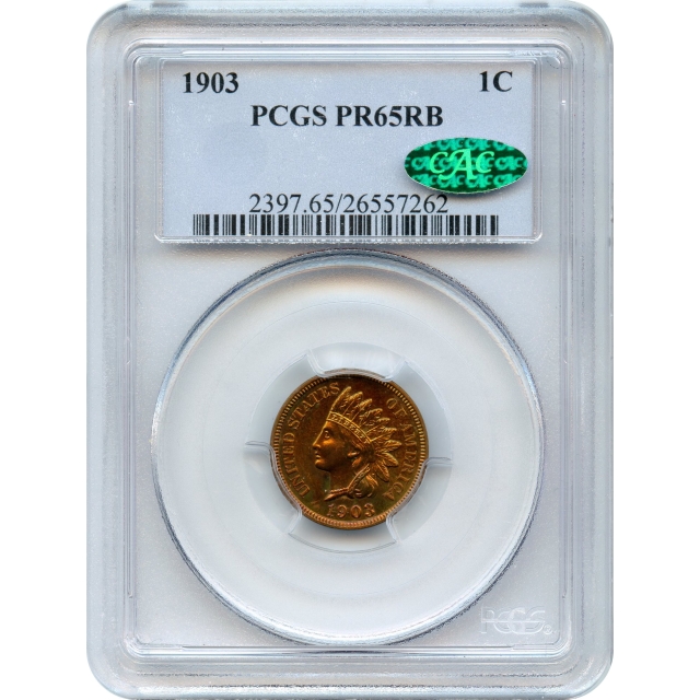 1903 1C Indian Head Cent PCGS PR65RB (CAC)
