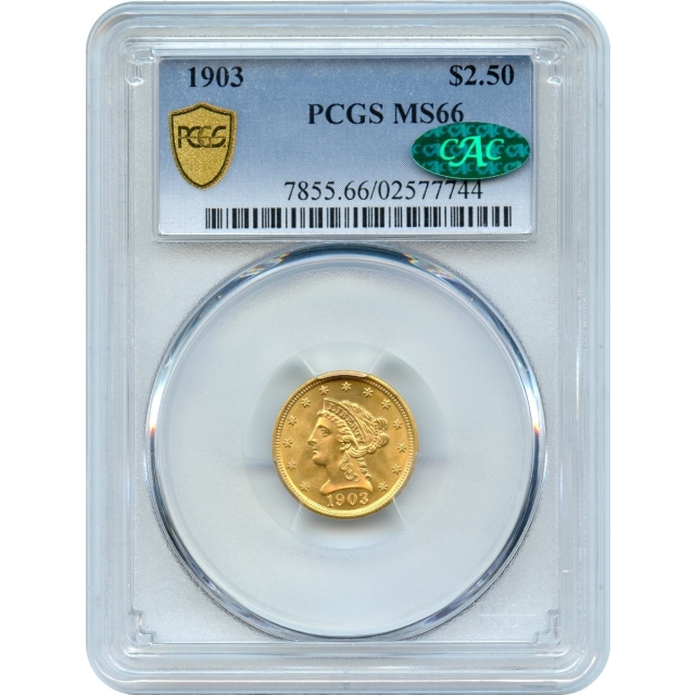 1903 $2.50 Liberty Head Quarter Eagle PCGS MS66 (CAC) - Great Type Coin-!