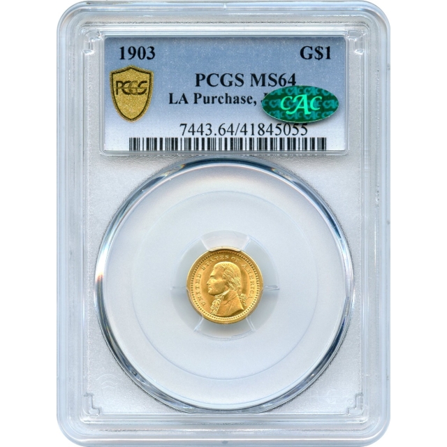 1903 G$1 Gold Commemorative, Louisiana Purchase Jefferson PCGS MS64 (CAC)