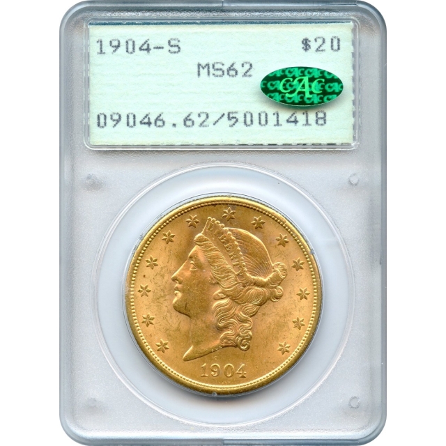 1904-S $20 Liberty Head Double Eagle PCGS MS62 (CAC)