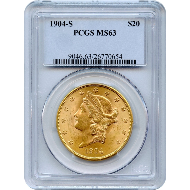 1904-S $20 Liberty Head Double Eagle PCGS MS63