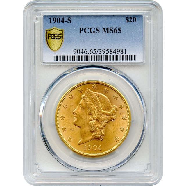 1904-S $20 Liberty Head Double Eagle PCGS MS65