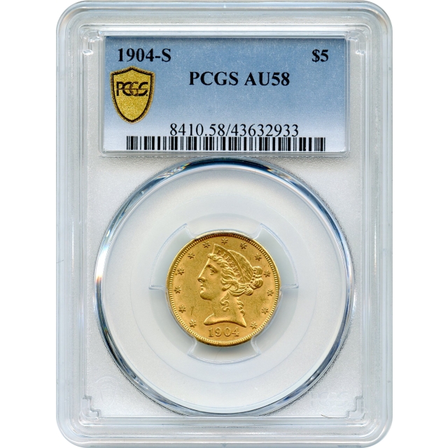 1904-S $5 Liberty Head Half Eagle PCGS AU58