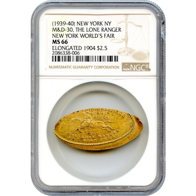 1904 $2.50 Elongated Liberty Head Quarter Eagle, NY World's Fair 'The Lone Ranger' NGC MS66