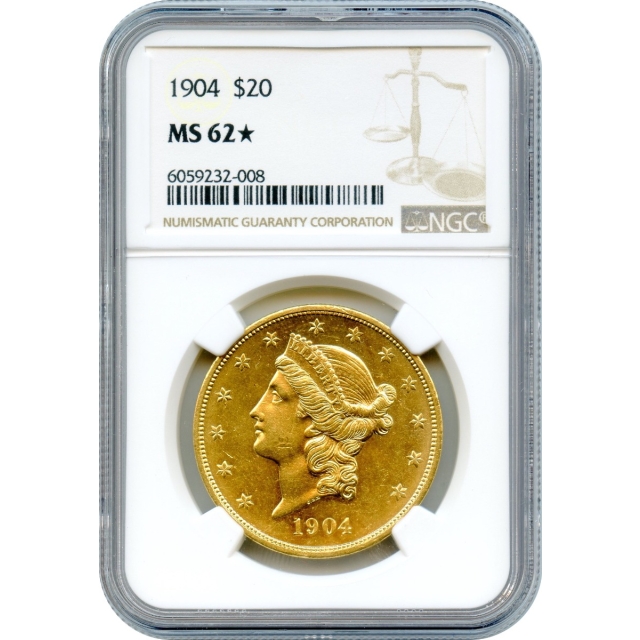 1904 $20 Liberty Head Double Eagle NGC MS62 (STAR)