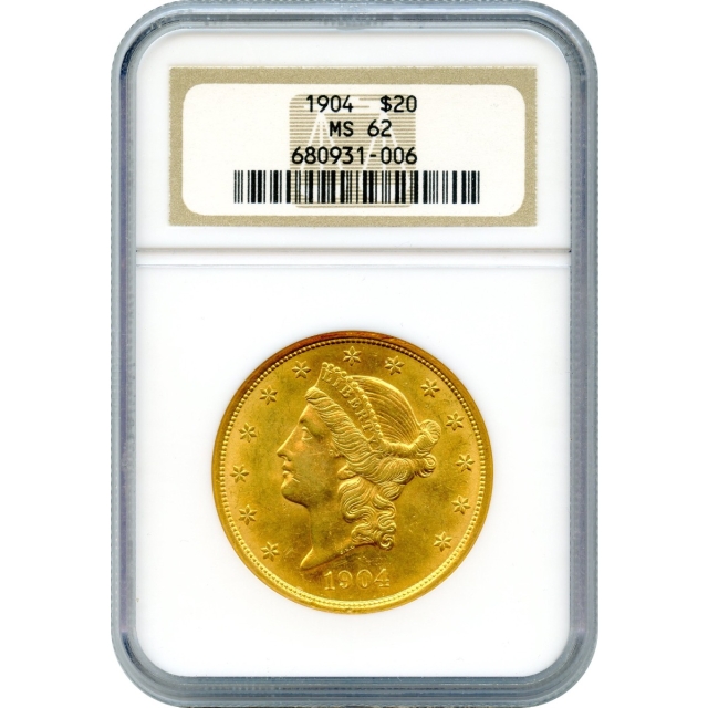 1904 $20 Liberty Head Double Eagle NGC MS62