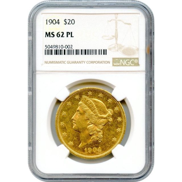 1904 $20 Liberty Head Double Eagle NGC MS62 Prooflike