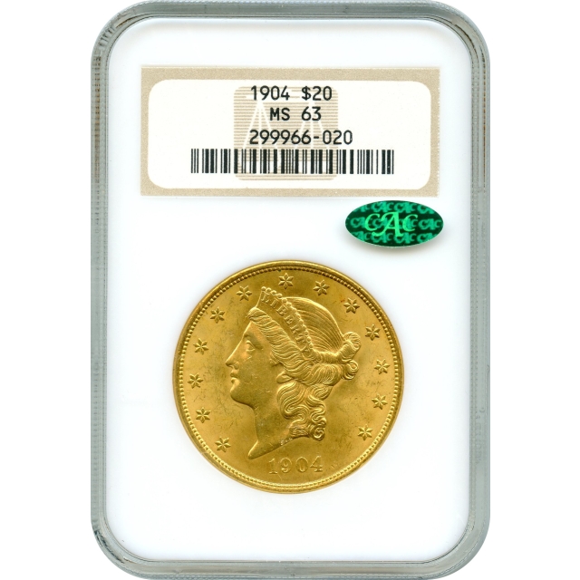 1904 $20 Liberty Head Double Eagle NGC MS63 (CAC)