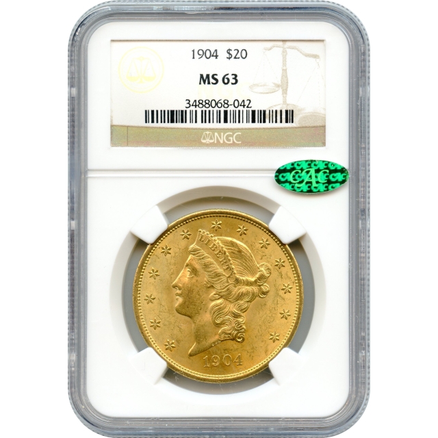 1904 $20 Liberty Head Double Eagle NGC MS63 (CAC)
