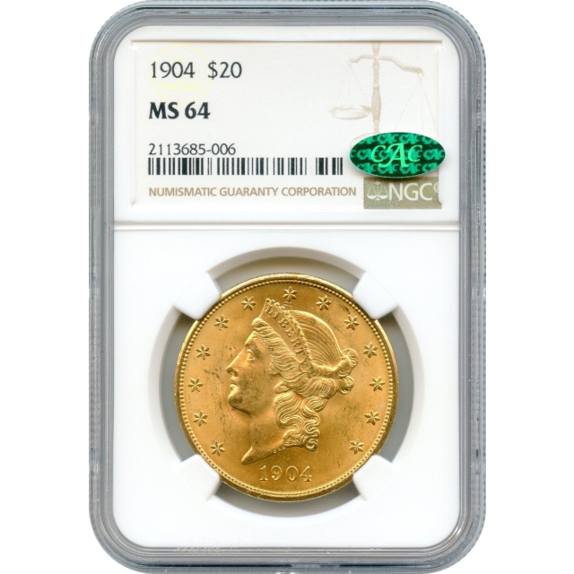 1904 $20 Liberty Head Double Eagle NGC MS64 (CAC)