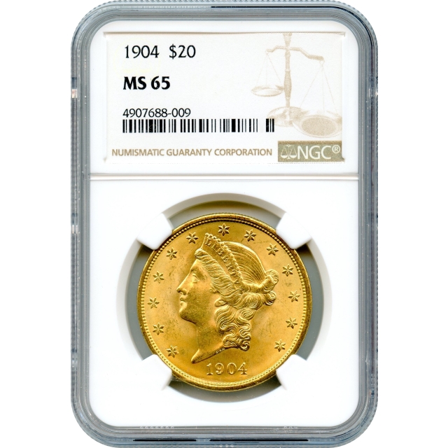 1904 $20 Liberty Head Double Eagle NGC MS65