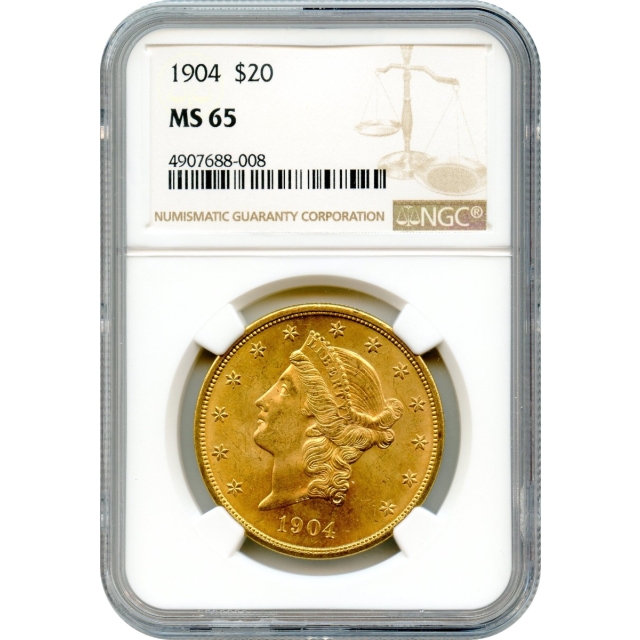 1904 $20 Liberty Head Double Eagle NGC MS65