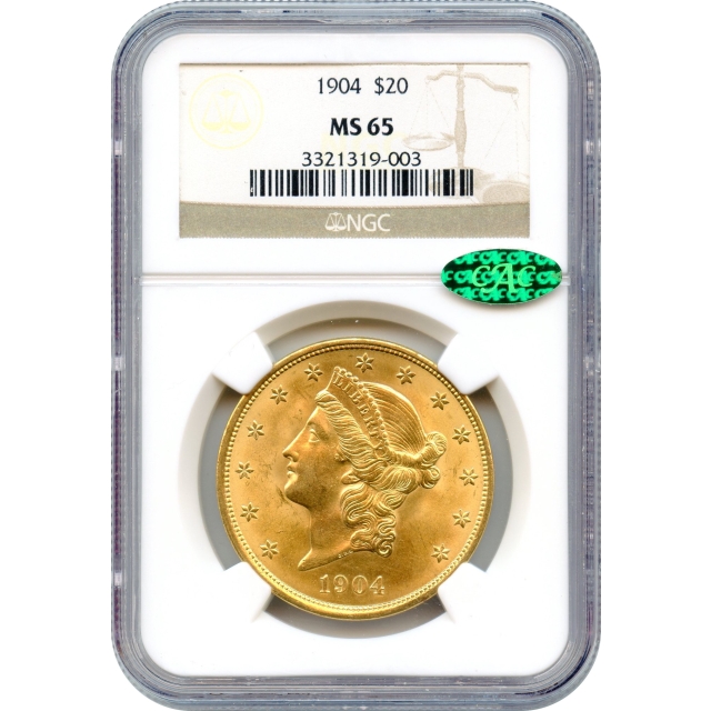 1904 $20 Liberty Head Double Eagle NGC MS65 (CAC)