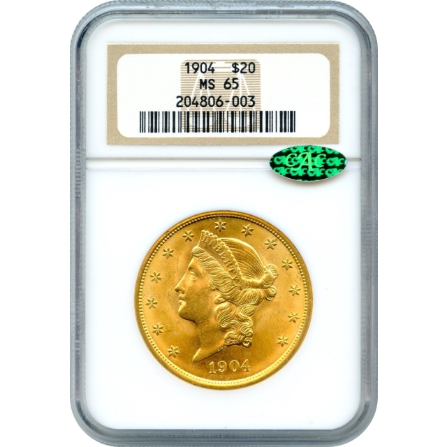 1904 $20 Liberty Head Double Eagle NGC MS65 (CAC)