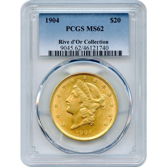1904 $20 Liberty Head Double Eagle PCGS MS62 Ex.Rive d'Or Collection