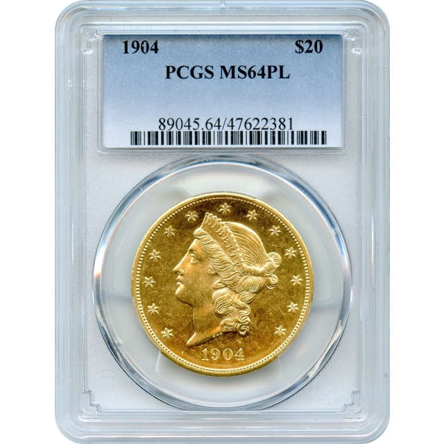 1904 $20 Liberty Head Double Eagle PCGS MS64 Prooflike