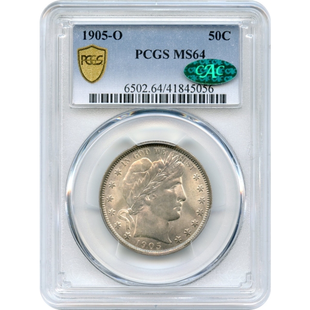 1905-O 50C Barber Half Dollar PCGS MS64 (CAC)