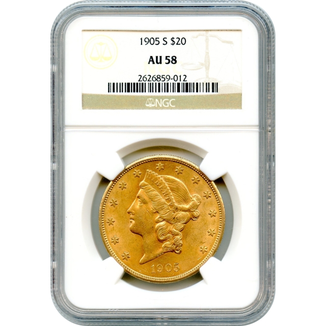 1905-S $20 Liberty Head Double Eagle NGC AU58