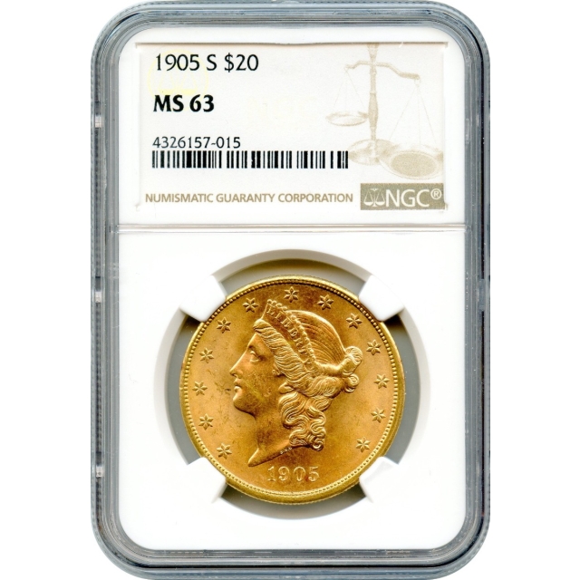 1905-S $20 Liberty Head Double Eagle NGC MS63