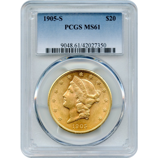 1905-S $20 Liberty Head Double Eagle PCGS MS61