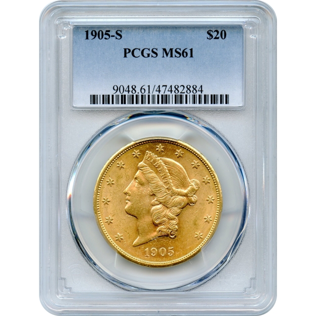 1905-S $20 Liberty Head Double Eagle PCGS MS61