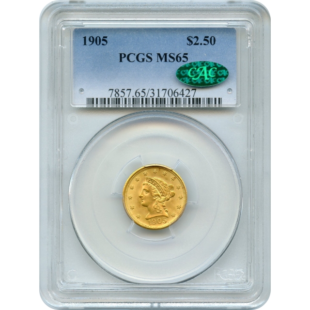 1905 $2.50 Liberty Head Quarter Eagle PCGS MS65 (CAC)