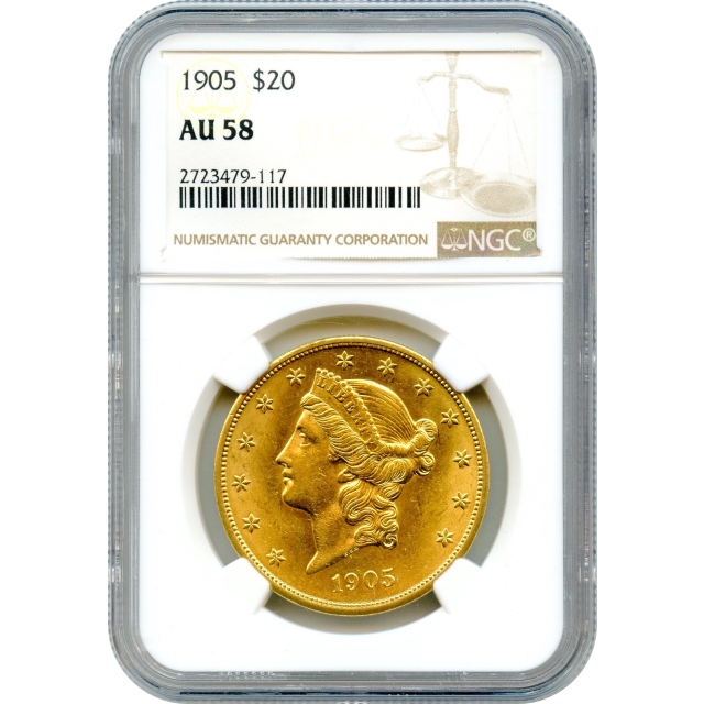 1905 $20 Liberty Head Double Eagle NGC AU58