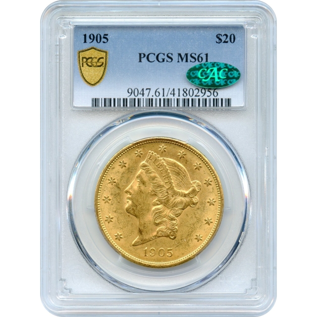 1905 $20 Liberty Head Double Eagle PCGS MS61 (CAC)