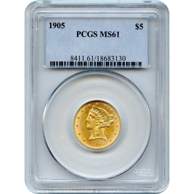 1905 $5 Liberty Head Half Eagle PCGS MS61
