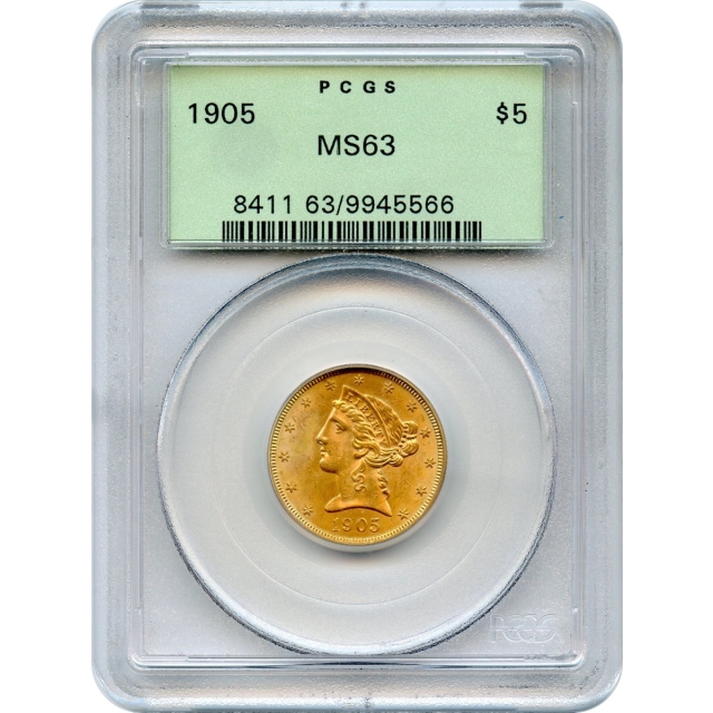 1905 $5 Liberty Head Half Eagle PCGS MS63