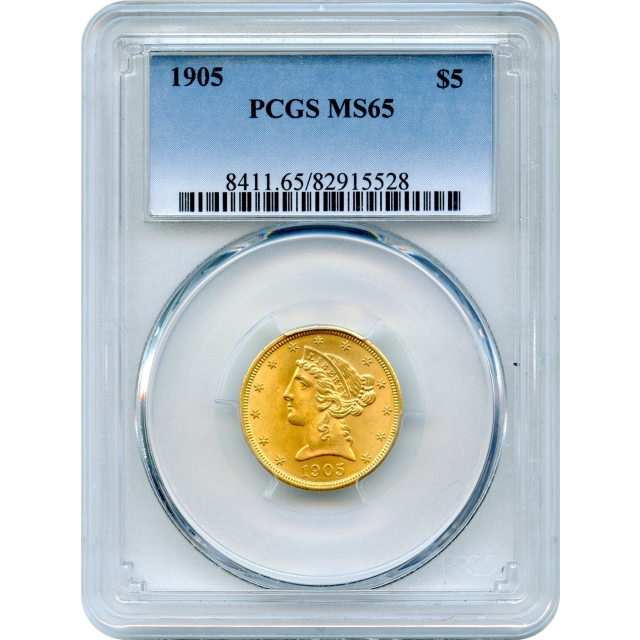 1905 $5 Liberty Head Half Eagle PCGS MS65
