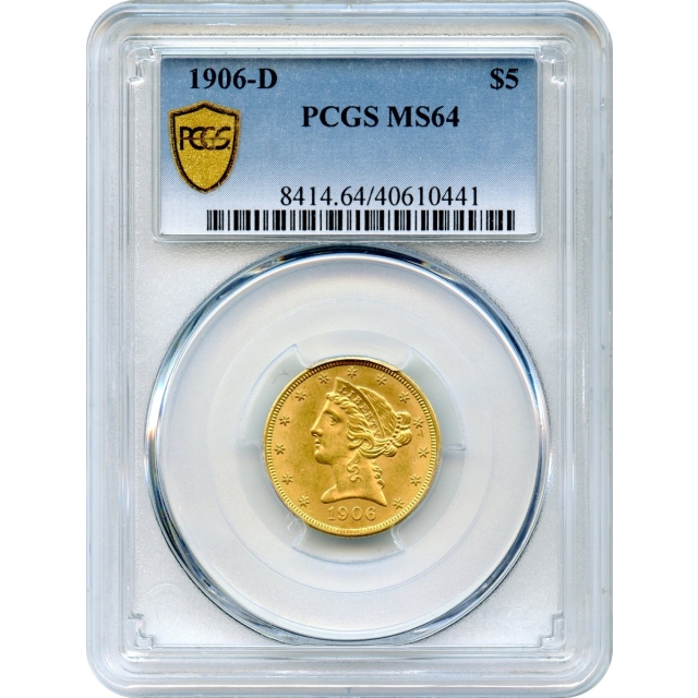 1906-D $5 Liberty Head Half Eagle PCGS MS64
