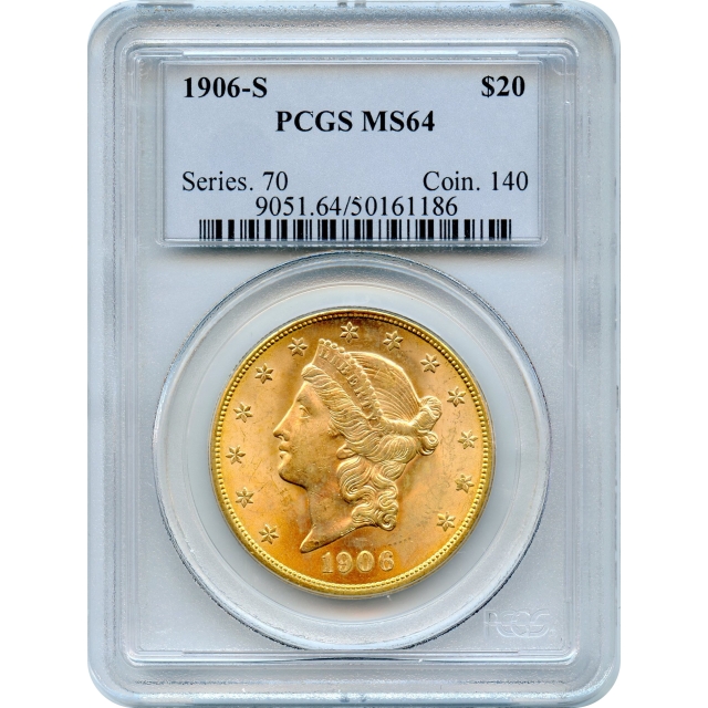 1906-S $20 Liberty Head Double Eagle PCGS MS64