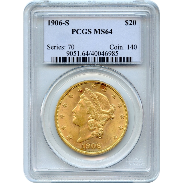 1906-S $20 Liberty Head Double Eagle PCGS MS64