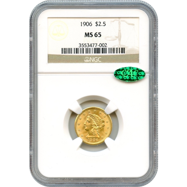 1906 $2.50 Liberty Head Quarter Eagle NGC MS65 (CAC)