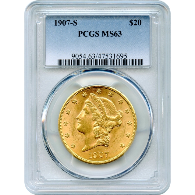 1907-S $20 Liberty Head Double Eagle PCGS MS63