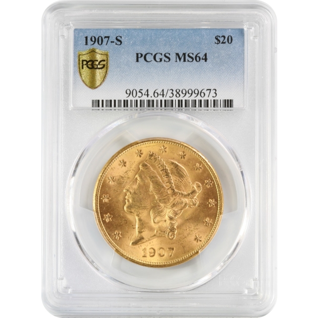 1907-S $20 Liberty Head Double Eagle PCGS MS64