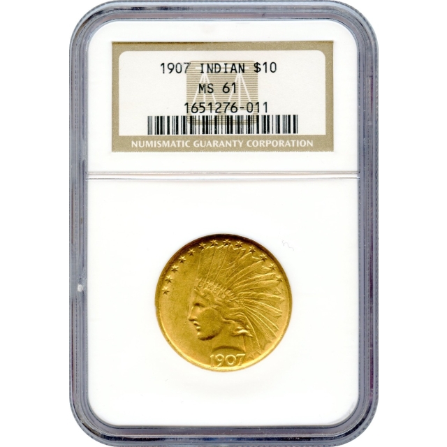 1907 $10 Indian Head Eagle, No Motto NGC MS61