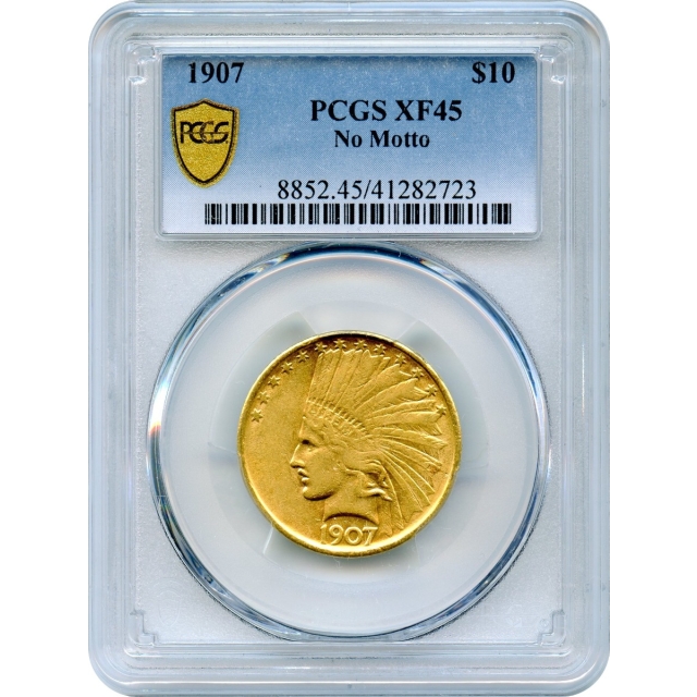 1907 $10 Indian Head Eagle, No Motto PCGS XF45