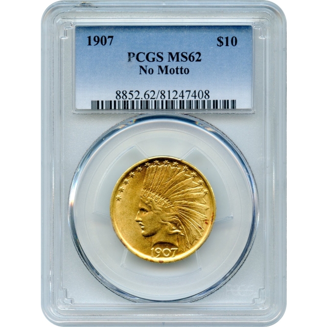 1907 $10 Indian Head Eagle, No Motto PCGS MS62