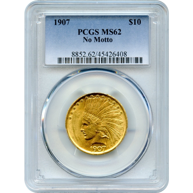 1907 $10 Indian Head Eagle, no Motto PCGS MS62