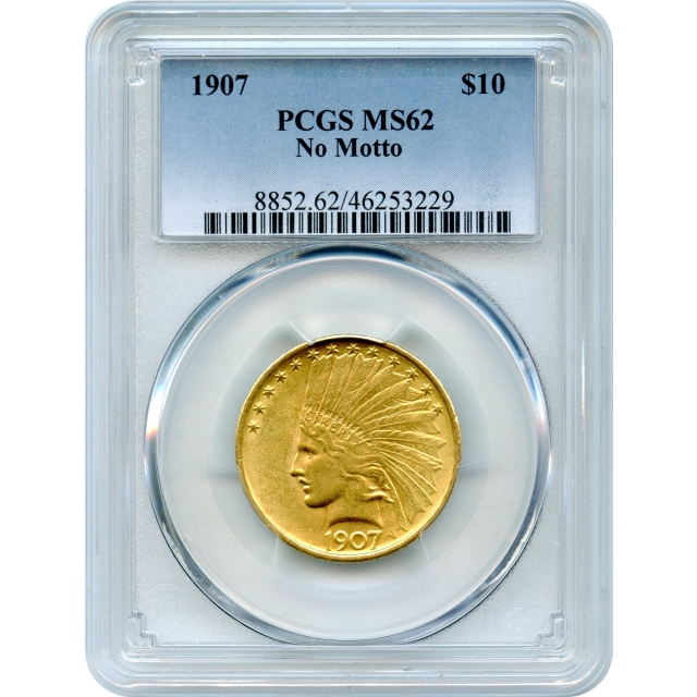 1907 $10 Indian Head Eagle, No Motto PCGS MS62