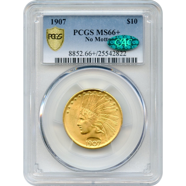 1907 $10 Indian Head Eagle, No Motto PCGS MS66+ CAC