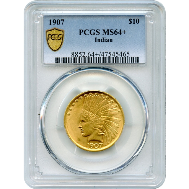 1907 $10 Indian Head Eagle, No Motto PCGS MS64+