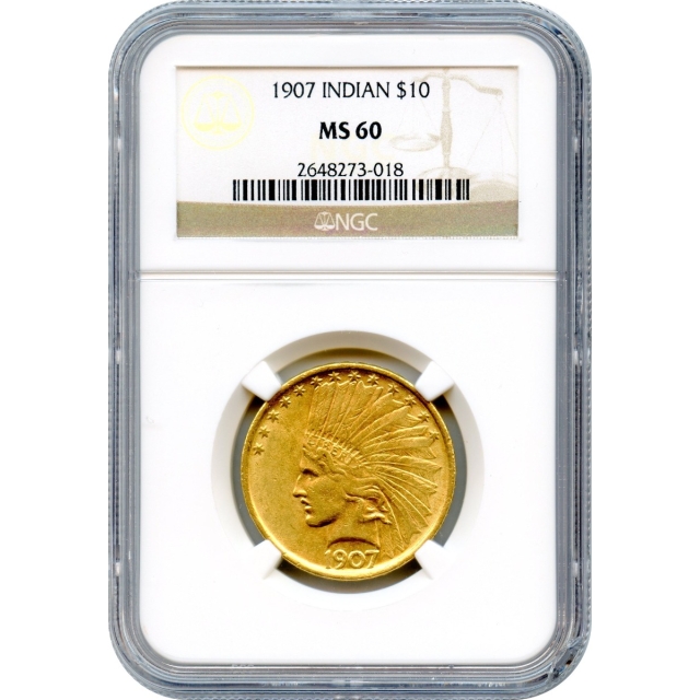 1907 $10 Indian Head Eagle, No Motto NGC MS60