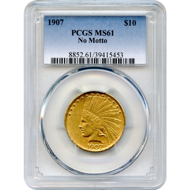 1907 $10 Indian Head Eagle, No Motto PCGS MS61