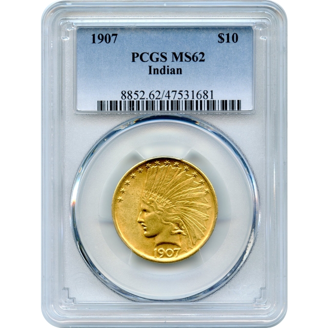 1907 $10 Indian Head Eagle, No Motto PCGS MS62