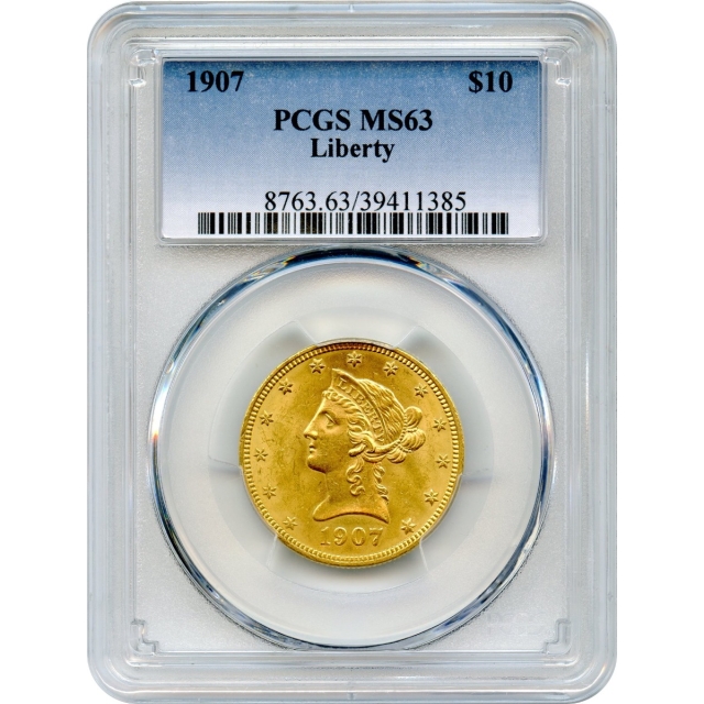 1907 $10 Liberty Head Eagle, PCGS MS63