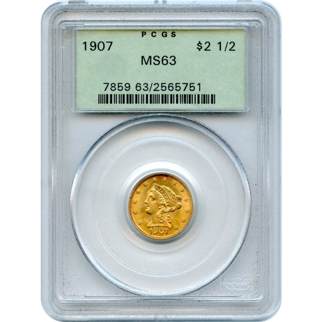 1907 $2.50 Liberty Head Quarter Eagle PCGS MS63