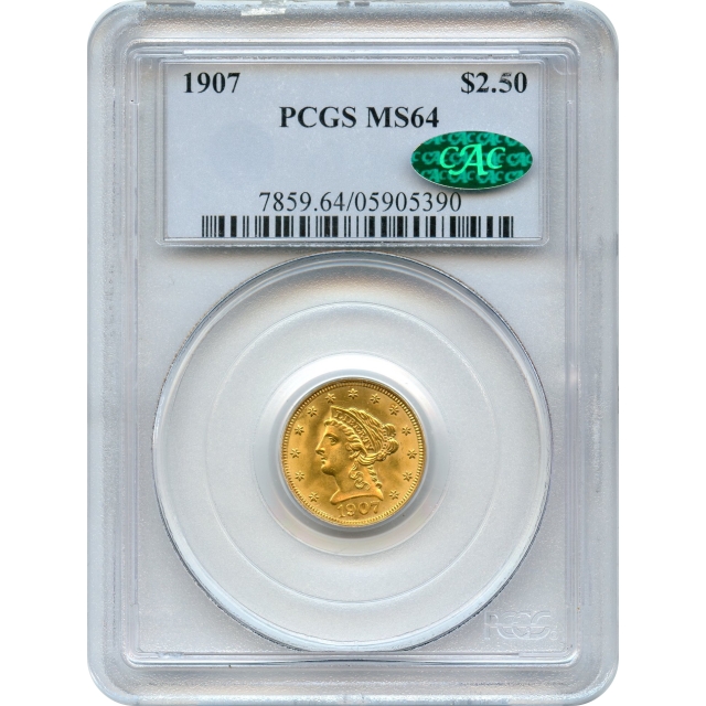 1907 $2.50 Liberty Head Quarter Eagle PCGS MS64 (CAC)